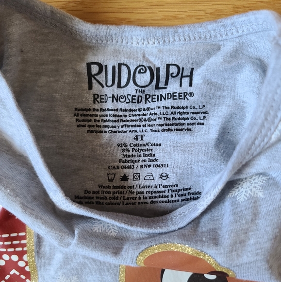 Rudolph the Red-Nosed Reindeer Gray Long Sleeve T-shirt, 4T - Picture 3 of 6